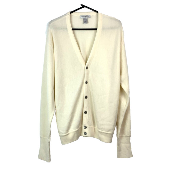 Vintage Cypress Links Off White Acrylic V-Neck Mr Rogers Knit Cardigan Large - Picture 1 of 4